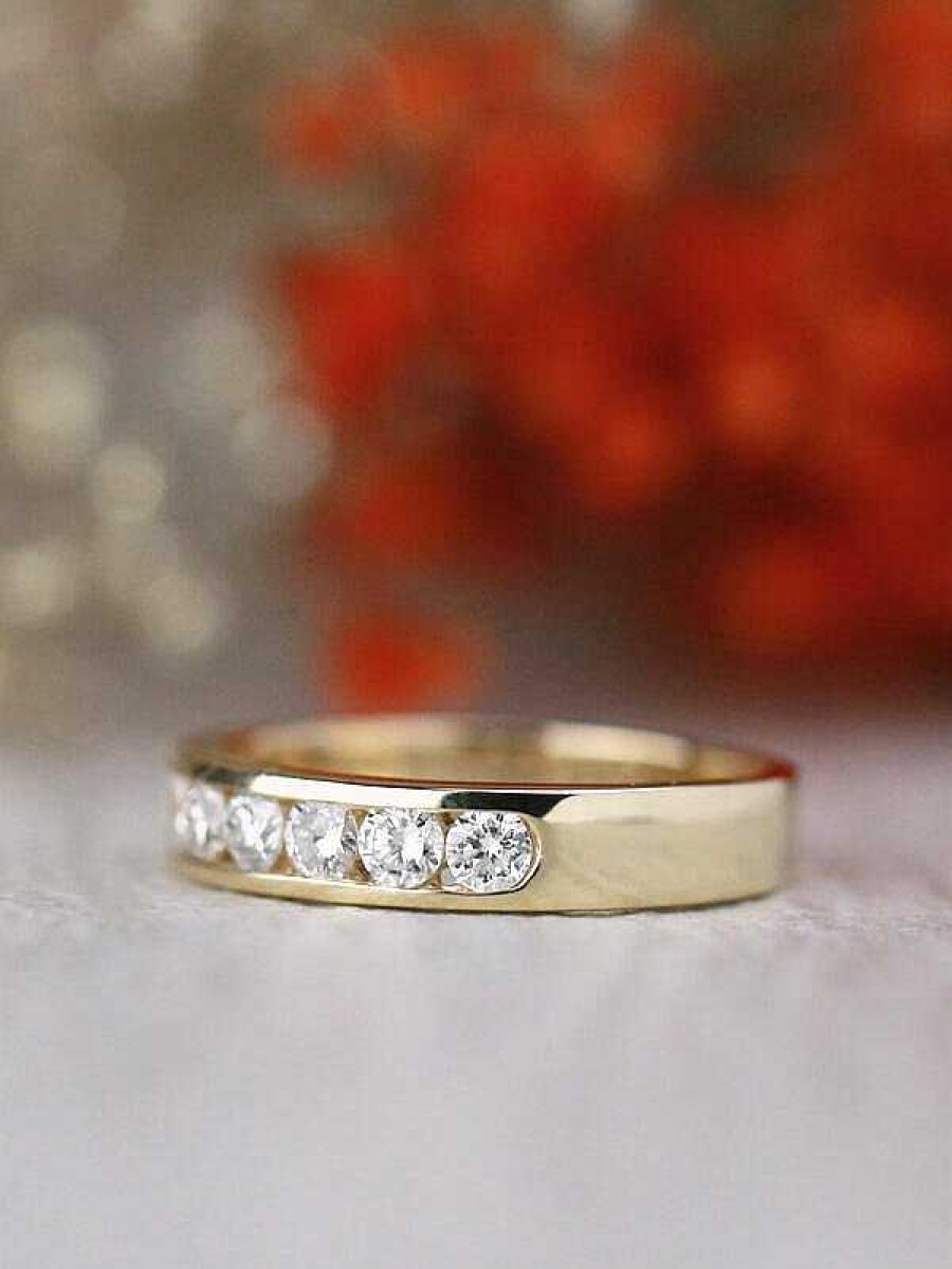 Stones & Gold Rings | Set Of Two: 0.70 Natural Diamond Channel Solid 14 Karat Gold Bands