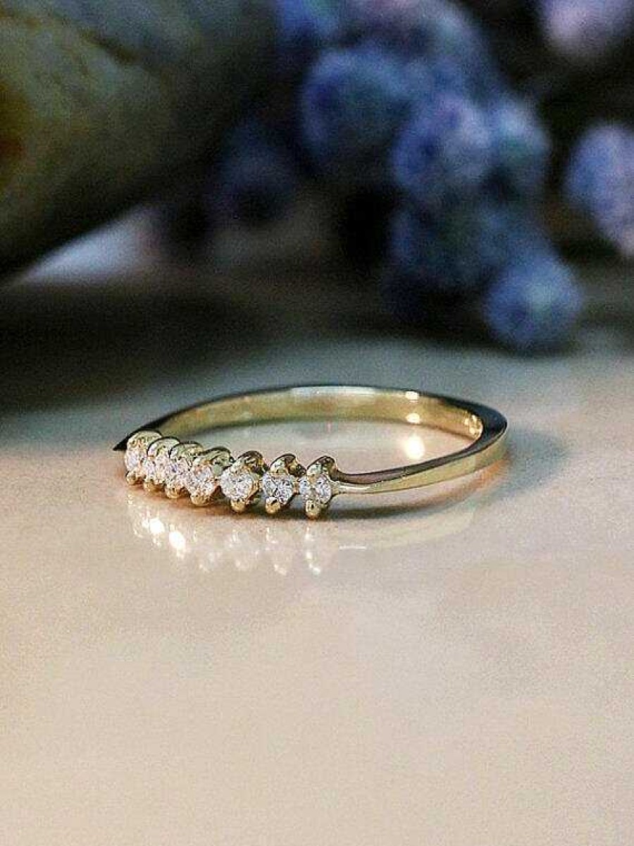 Stones & Gold Rings | Geometric Diamond Wedding Band | Diamond Ring | Solid 14K Gold Band | Wedding Band | April Birthstone | Fine Jewelry | Free Shipping