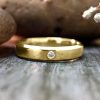 Stones & Gold Rings | 3Mm Diamond Bevelled Polished Wedding Band Solid Gold (14Ky) Modern Women'S Engagement Ring