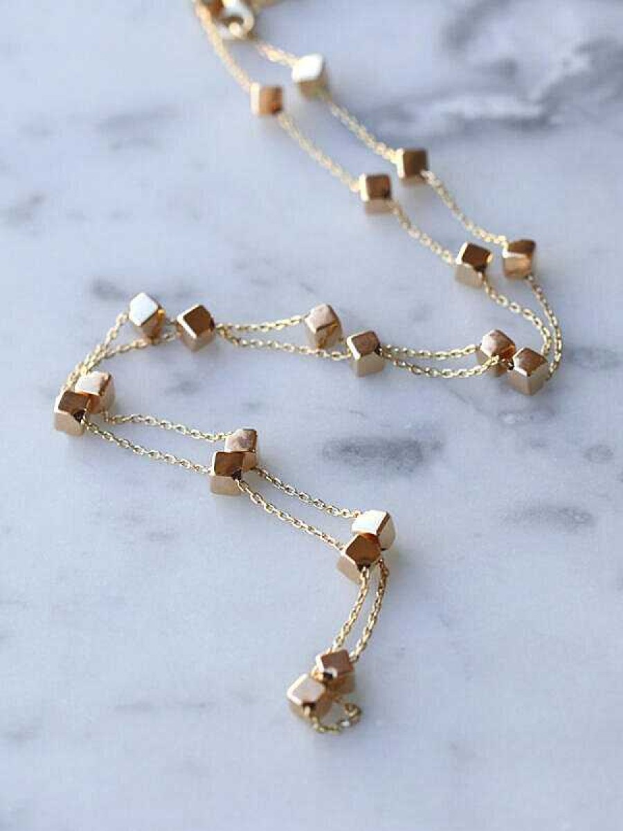 Stones & Gold Necklaces | Gold Cube By The Yard Geometric Chain