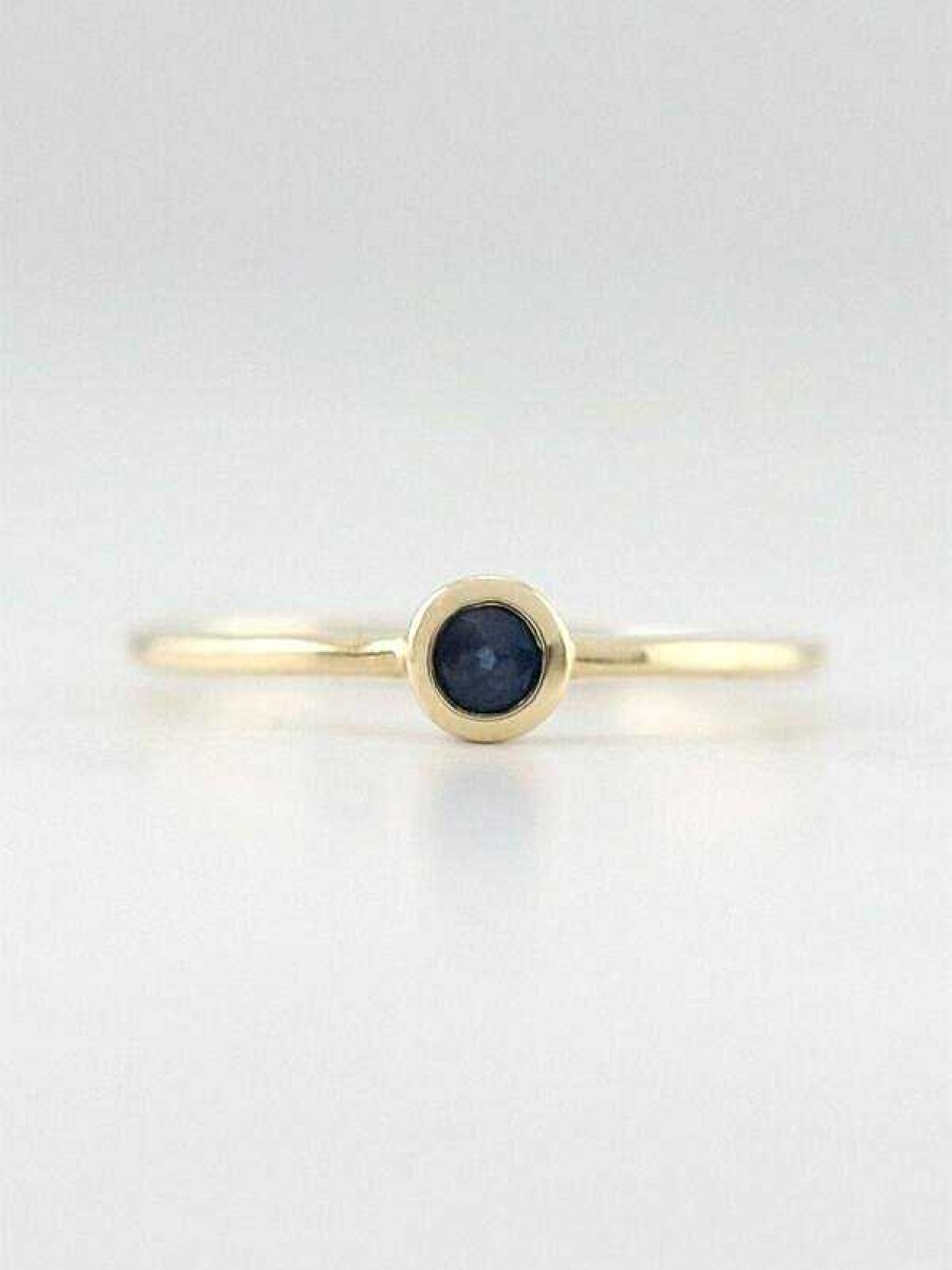 Stones & Gold Rings | 0.15Ct Natural Blue Sapphire Solid 14 Karat Stackable Ring