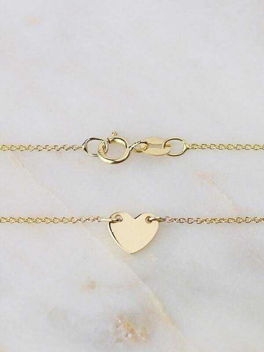 Stones & Gold Necklaces | Charming Solid 14 Karat Gold Heart Anklet