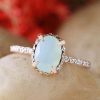 Stones & Gold Rings | Oval Baby Blue Peruvian Opal 14 Karat Gold Engagement Ring