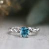 Stones & Gold Rings | Carribean Blue Zircon Bohemian Line Solitaire Solid 14 Karat Gold Ring