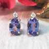 Stones & Gold Earrings | Tanzanite And Diamond Stud Earrings