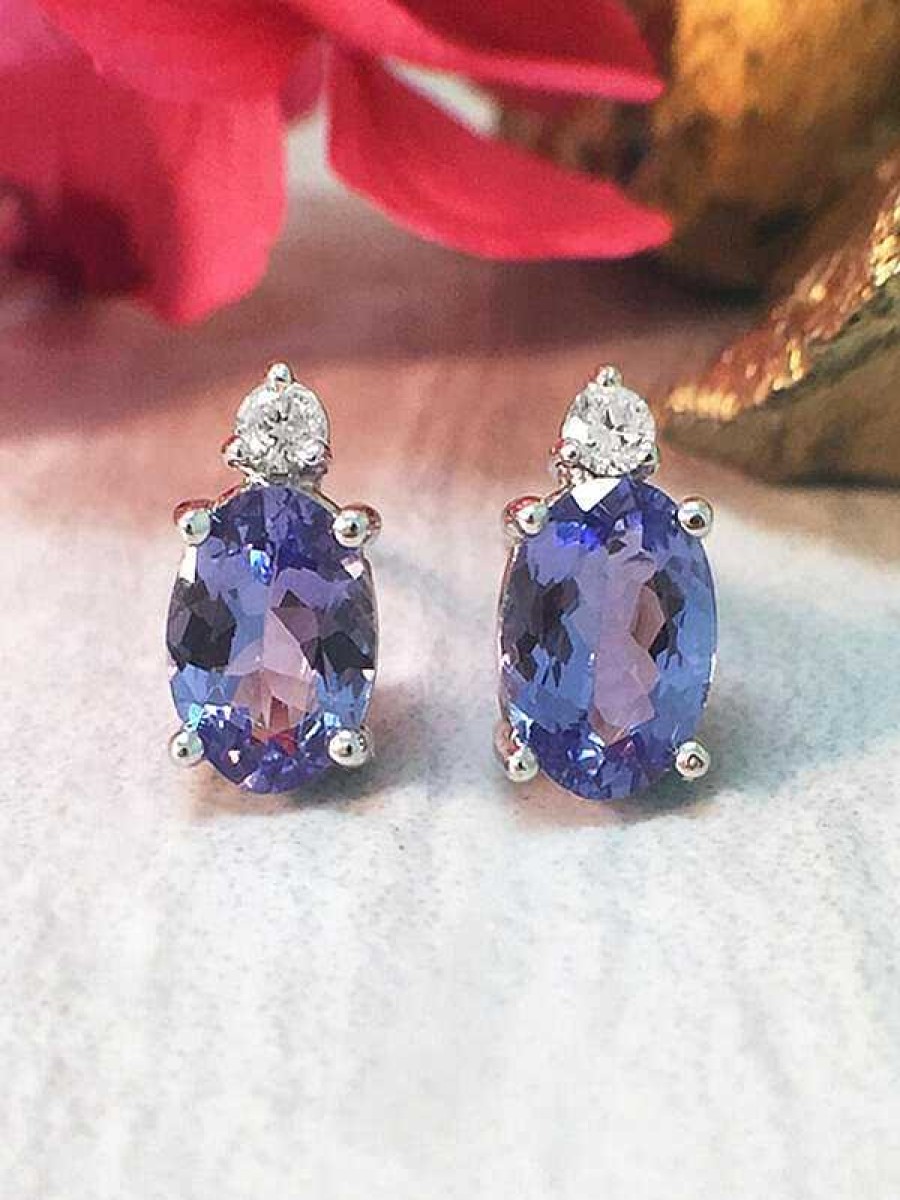 Stones & Gold Earrings | Tanzanite And Diamond Stud Earrings