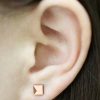 Stones & Gold Earrings | 5X5Mm Pyramid Stud Solid Gold (14Kr) Geometric Minimalist Earrings