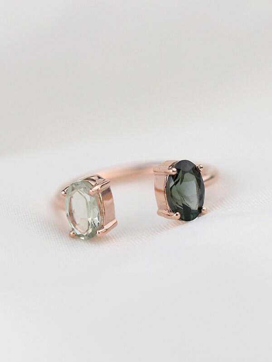 Stones & Gold Rings | Floating Seafoam Ombre Tourmaline Solid 14 Karat Gold Ring