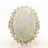 Stones & Gold Rings | 9.50Ct Australian Opal Diamond Halo Classic 14K Gold Ring