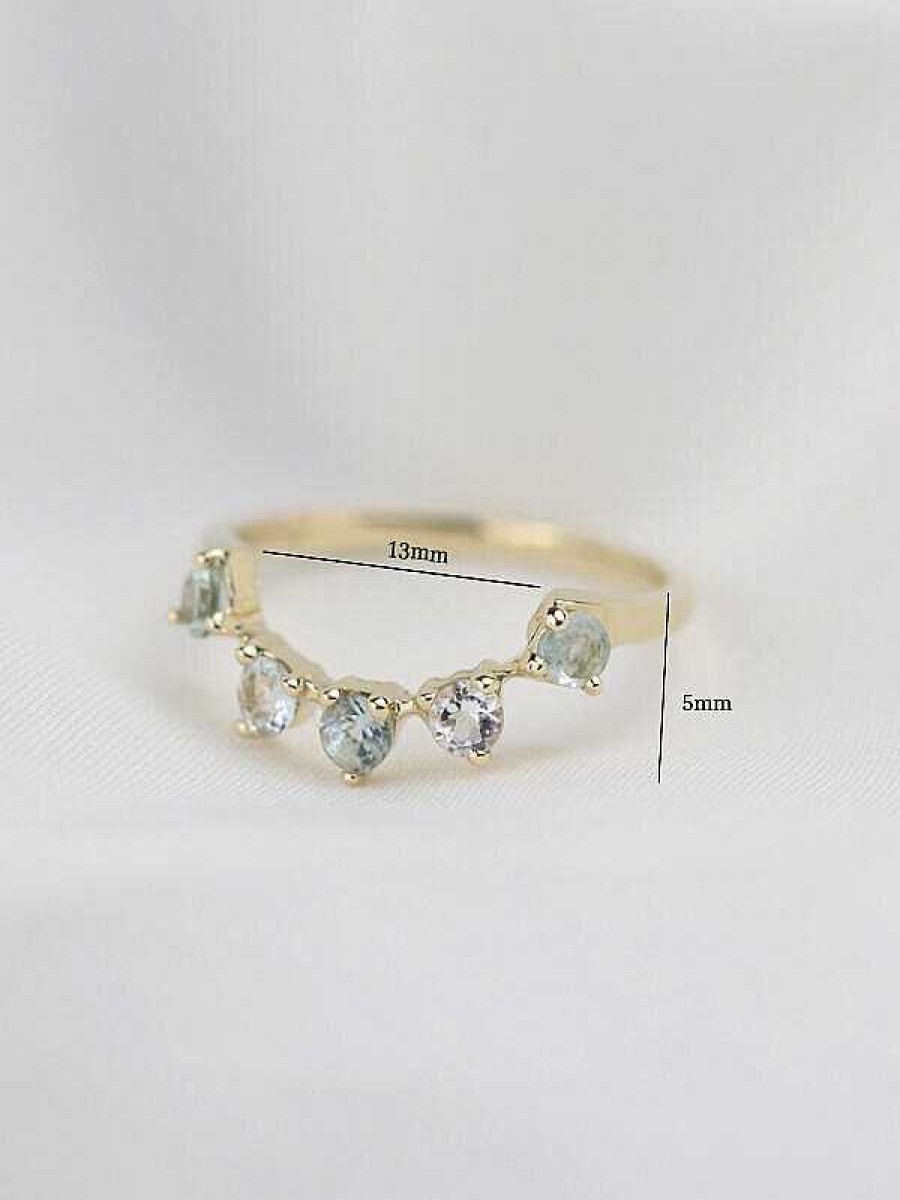 Stones & Gold Rings | Curved Tourmaline Crown Solid 14 Karat Gold Ring