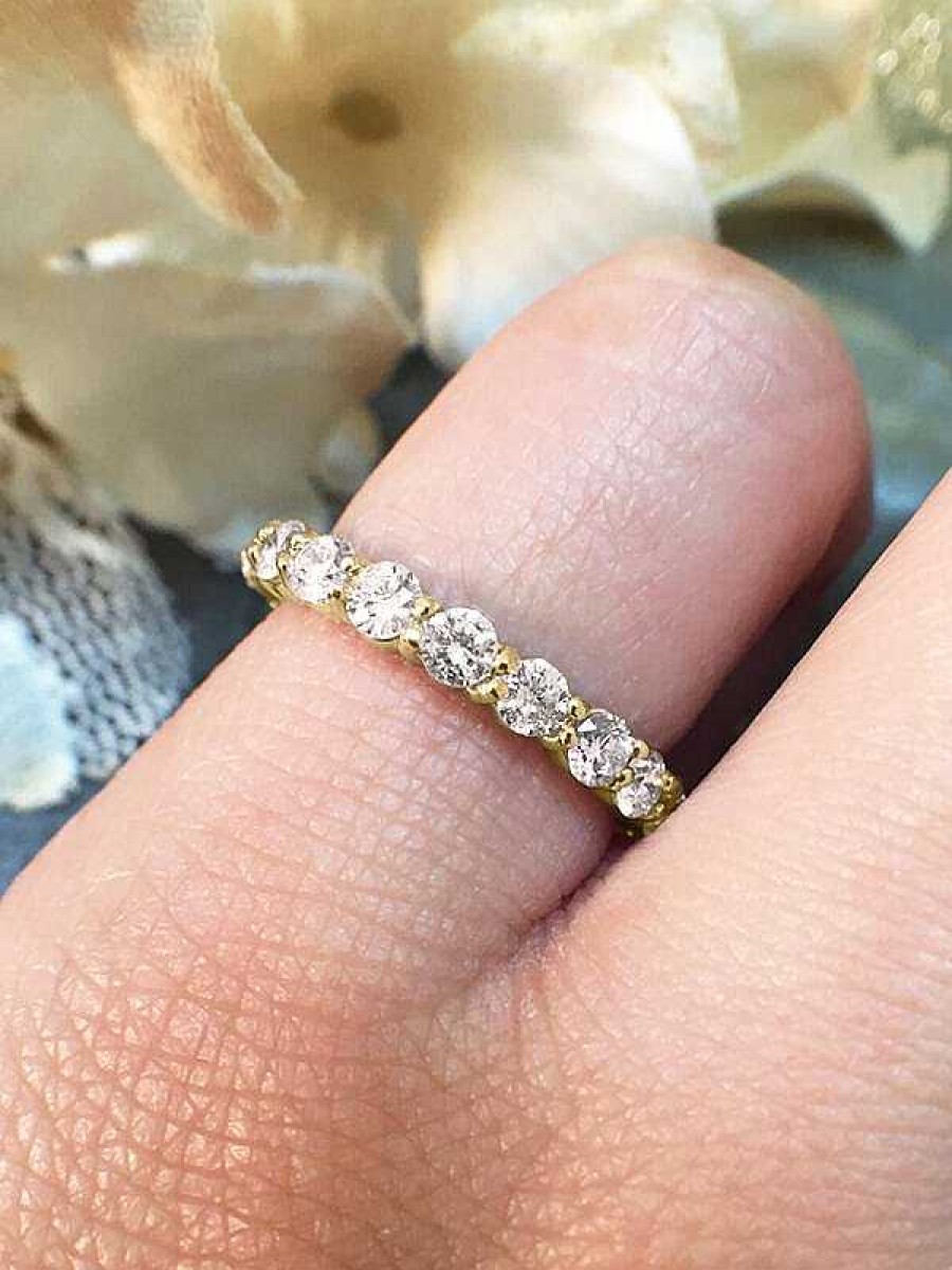 Stones & Gold Rings | 2.4Mm Diamond Eternity With Sizing Bar Wedding Band Solid Gold (14Ky) Engagement Ring