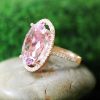 Stones & Gold Rings | One-Of-A-Kind: Lilac-Pink Kunzite And Diamond Halo Cocktail Solid 14K Rose Gold (14Kr) Estate Ring