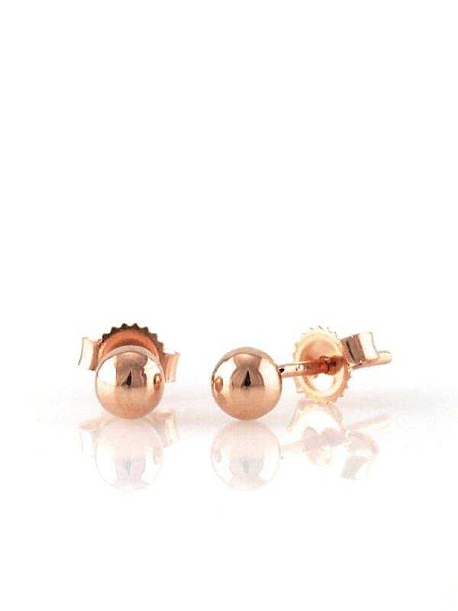 Stones & Gold Earrings | 4Mm Solid 14 Karat Gold Ball Earrings