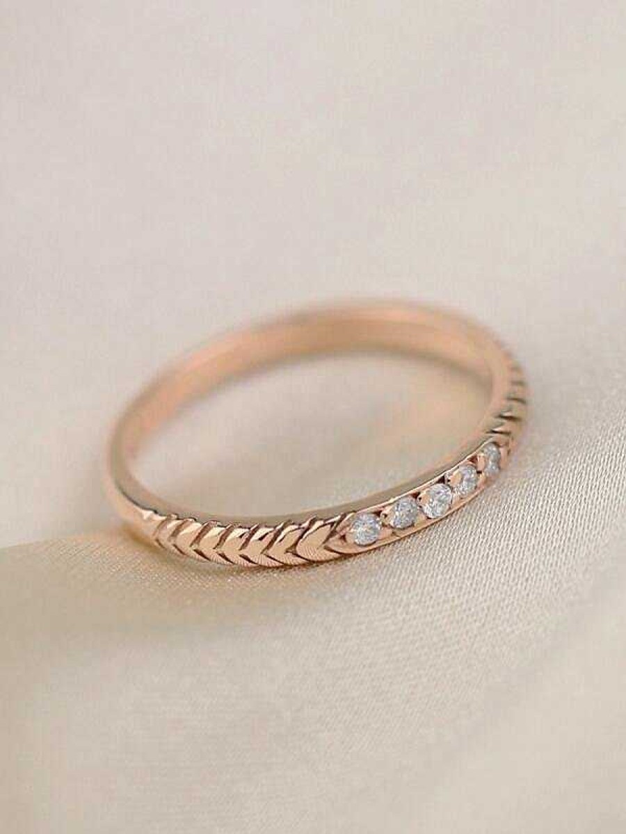 Stones & Gold Rings | Diamond Arrow Filigree Band