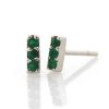 Stones & Gold Earrings | Baby Emerald 14 Karat Gold Bar Earrings