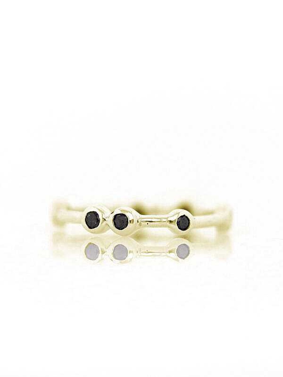 Stones & Gold Rings | Black Diamond Bezel Solid 14 Karat Gold Stackable Eternity Band