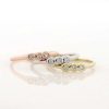 Stones & Gold Rings | Trio Diamond Bezel Solid 14 Karat Gold Stackable Ring