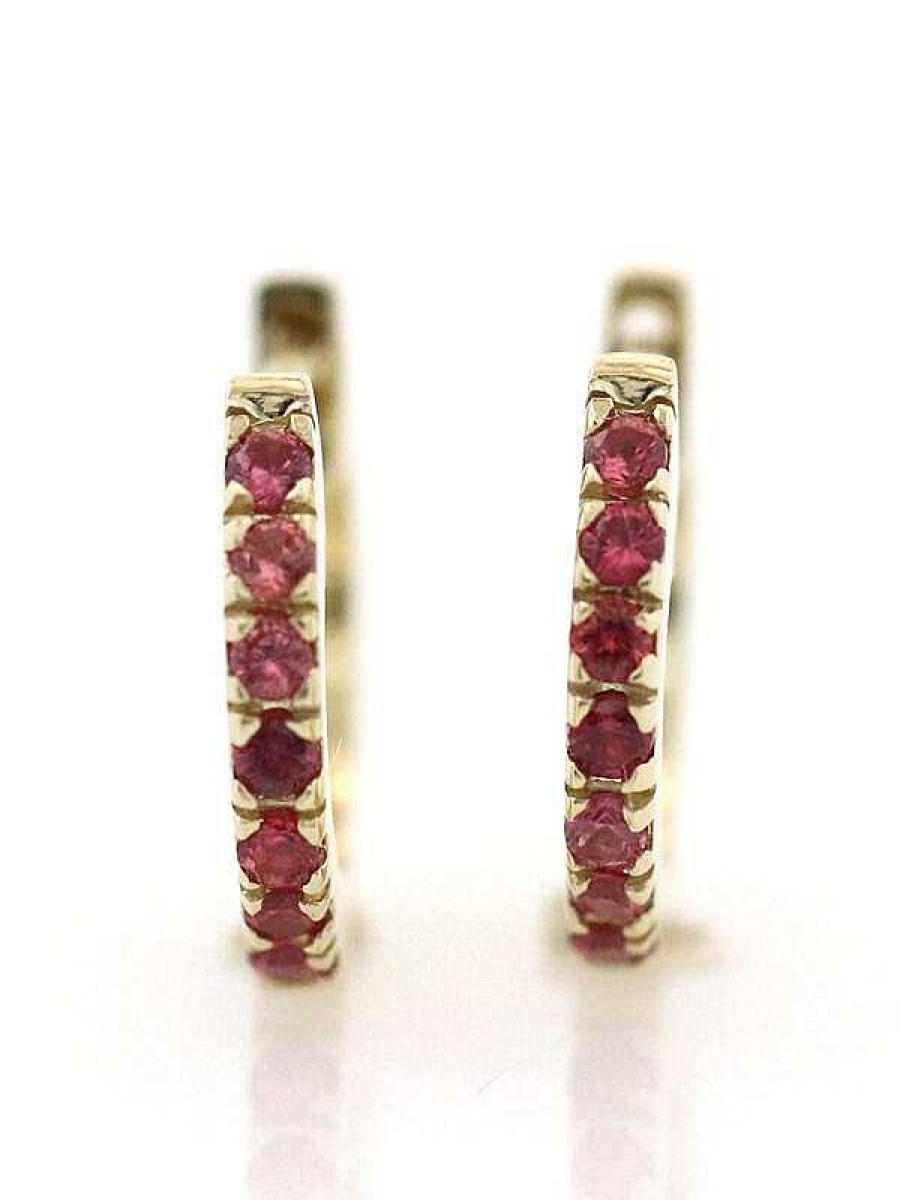 Stones & Gold Earrings | Pink Padparadscha Sapphire Solid 14 K Gold Hoop Earrings