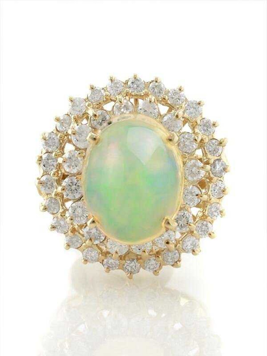 Stones & Gold Rings | One-Of-A-Kind | Opal Ring | 5.45Ct Opal | 1.67Ct Diamonds | Solid Gold Ring | Estate Jewelry | Fine Jewelry | Free Shipping