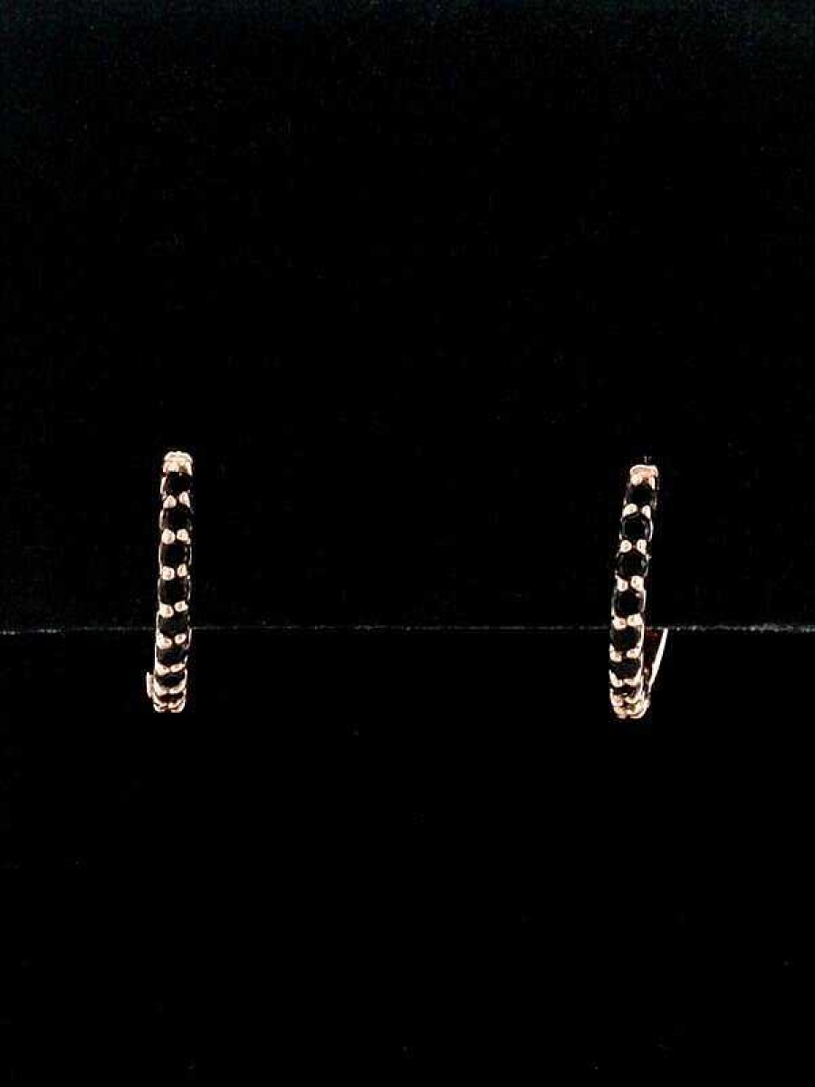 Stones & Gold Earrings | Petite Black Diamond Solid 14 Karat Gold Huggie Hoop Earrings