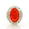 Stones & Gold Rings | One-Of-A-Kind | Fire Opal Ring | 4.31Ct Fire Opal | 1.58Ct Round Diamonds | Solid Gold Ring | Estate Fine Jewelry | Free Shipping