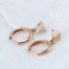 Stones & Gold Earrings | Opal Drop Solid 14K Gold Huggie Earrings