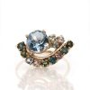 Stones & Gold Rings | Paisley Aquamarine And Tourmaline Solid 14 Karat Gold Cluster Ring