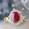 Stones & Gold Rings | 8X6Mm Oval Natural Ruby 14 Karat Engagement Ring