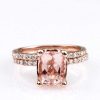 Stones & Gold Rings | Set: Cushion Cut Morganite + Diamond Eternity Solid 14 Karat Gold Rings