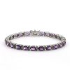 Stones & Gold Bracelets & Anklets | 6X4Mm Oval Amethyst Solid 14 Karat Gold Tennis Bracelet