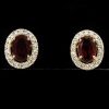 Stones & Gold Earrings | Natural Rhodolite Garnet And Diamond Halo Solid 14 Karat Gold Earrings