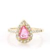 Stones & Gold Rings | Teardrop Pink Sapphire And Diamond Solid 14 Karat Gold Engagement Ring