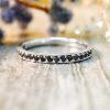 Stones & Gold Rings | 2Mm Black Diamond Eternity Wedding Band Solid Gold (14Kw) Edgy Stackable Engagement Ring