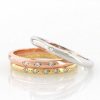 Stones & Gold Rings | Set: Simple Tri-Tone Solid 14 Karat Gold Diamond Stackable Bands