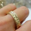 Stones & Gold Rings | 5Mm Uni Wedding Band | Filigree Loop Design | Satin Side | Polished Finish | Solid 14K Gold | Fine Jewelry | Free Shipping