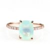 Stones & Gold Rings | Seafoam Blue Cushion Cut Peruvian Opal Solid 14 Karat Gold Engagement Ring