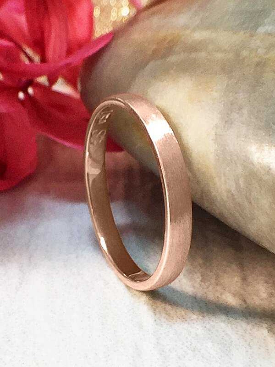 Stones & Gold Rings | 2.7Mm Satin Finish Wedding Band Solid Gold (14Kr) Stackable Modern Women'S Engagement Ring