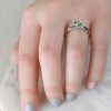 Stones & Gold Rings | Mint Green Tourmaline Solitaire And Twisted Vine Solid 14 Karat Gold Engagement Ring