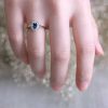 Stones & Gold Rings | Pear Shaped London Blue Topaz And Diamond Halo Solid 14 Karat Engagement Ring