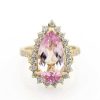 Stones & Gold Rings | 5.73Ct Natural Kunzite And Diamond Cocktail Ring