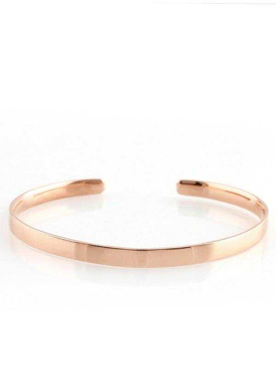 Stones & Gold Bracelets & Anklets | Simple 3.8Mm Solid 14 Karat Gold Bangle Cuff