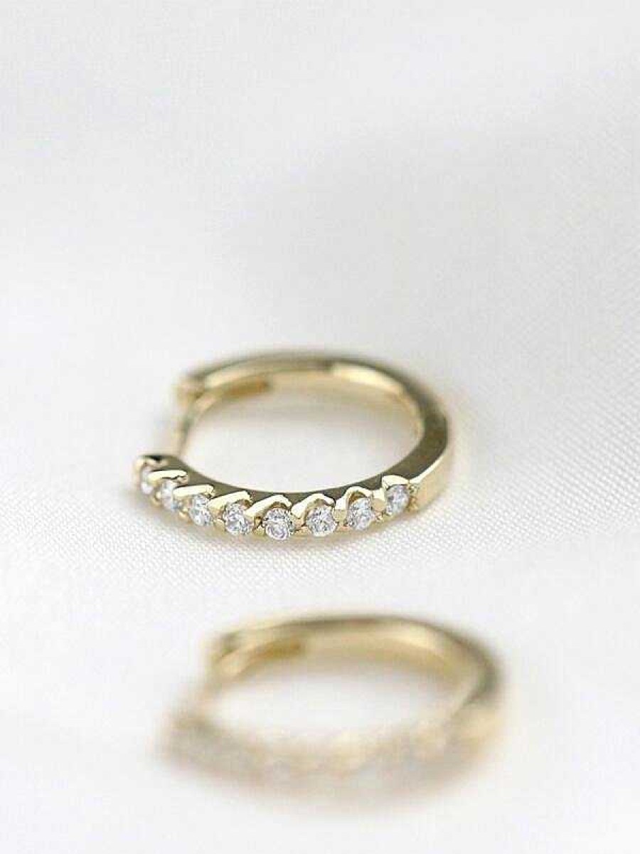 Stones & Gold Earrings | 12.5Mm Diamond Huggie Hoop Earrings