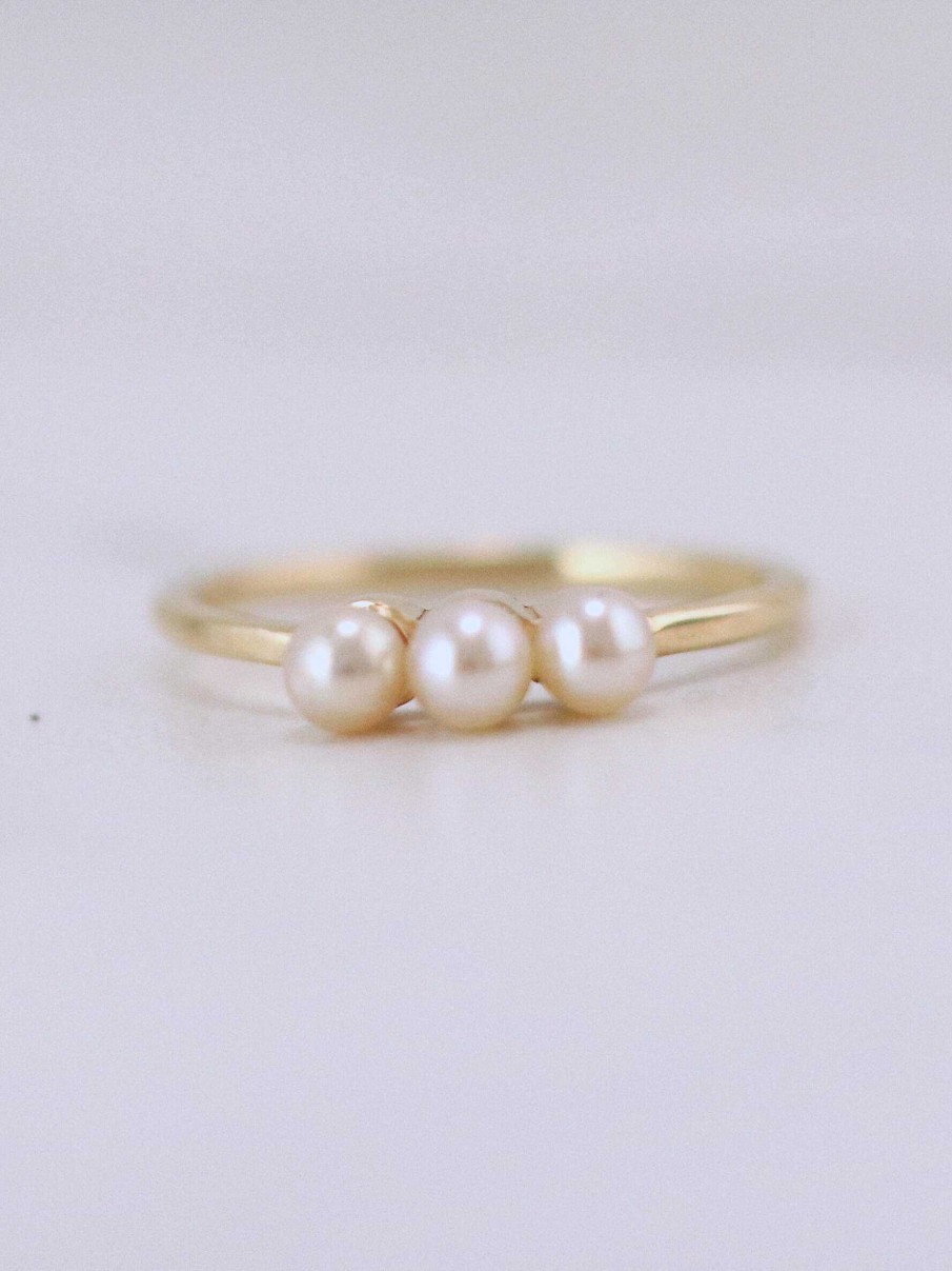 Stones & Gold Rings | Trio Baby Pearl Ring