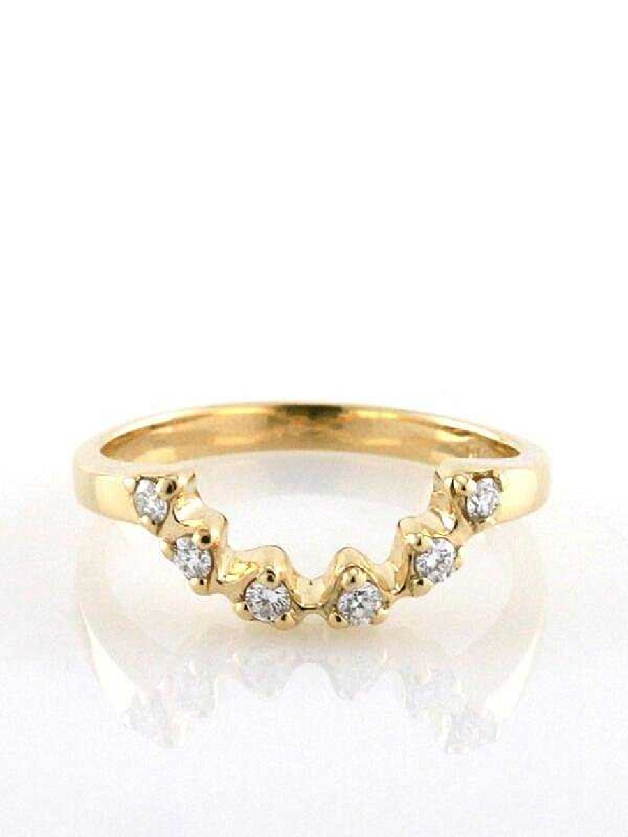 Stones & Gold Rings | U-Shaped Floral Diamond Matching Solid 14 Karat Gold Band