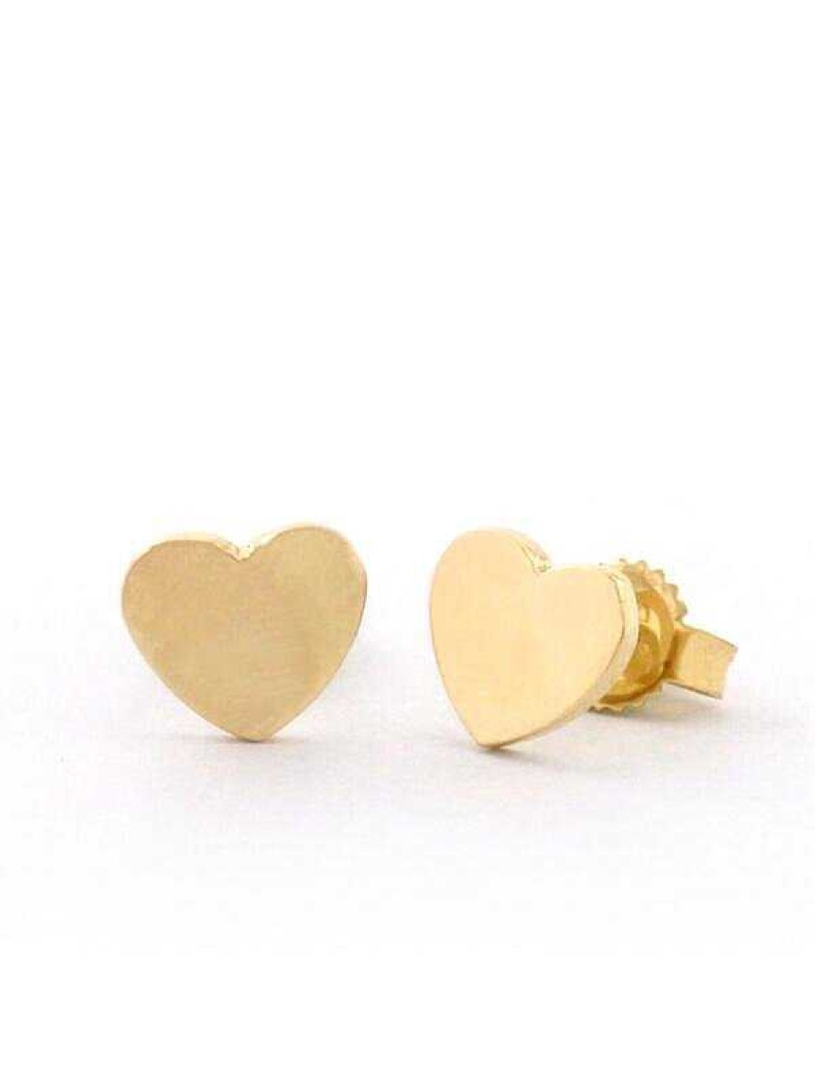 Stones & Gold Earrings | Heart Of Gold Solid 14 Karat Gold Stud Earrings