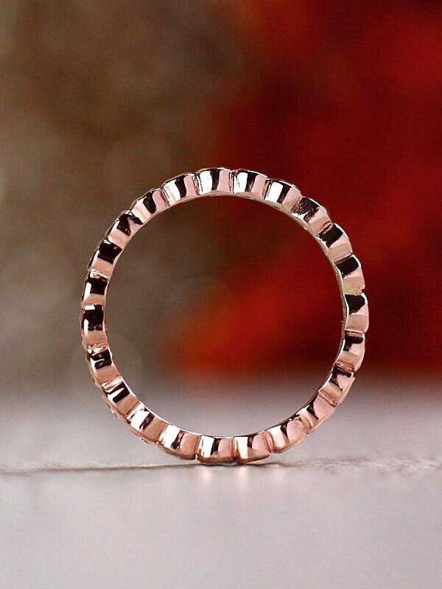 Stones & Gold Rings | Bezel Champagne Diamond Solid 14 Karat Eternity Band