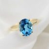 Stones & Gold Rings | 3.14Ct Natural Blue Topaz Solid 14 Karat Gold Solitaire Ring