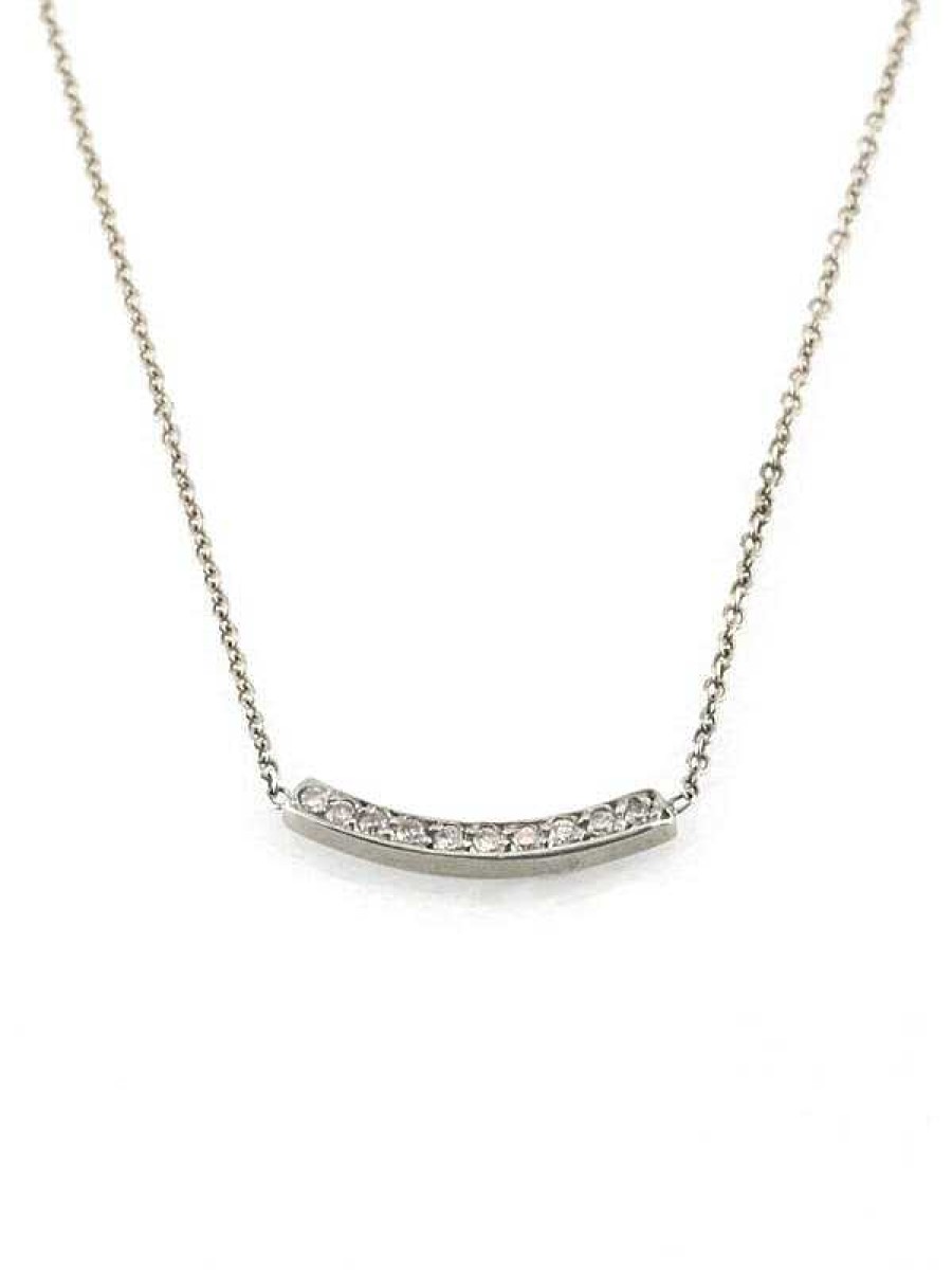 Stones & Gold Necklaces | Petite Bar Solid 14 Karat Diamond Necklace