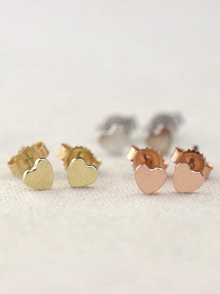 Stones & Gold Earrings | Baby Heart Solid 14 Karat Gold Earrings