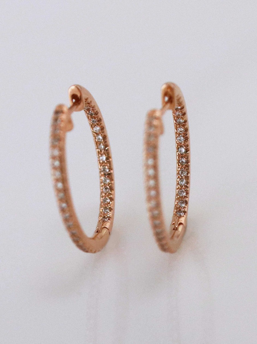 Stones & Gold Earrings | Inside Out Diamond Hoop Earrings